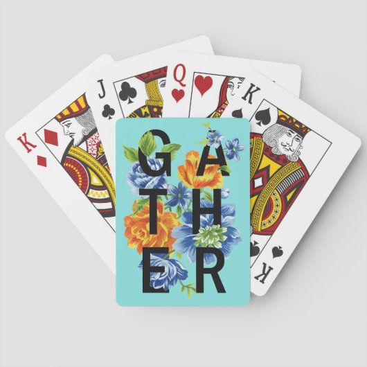 Floral Gather Quote Pokerkaarten (Achterkant)