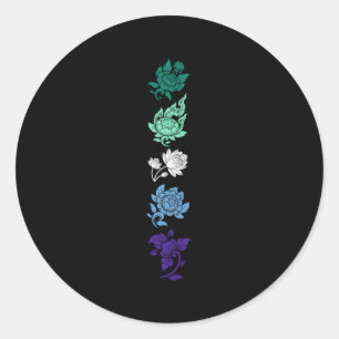 Floral Gay Man Pride Subtiel MLM LGBTQ Vincian Flo Ronde Sticker