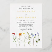 Floral Gay Pride bruiloft Folie Uitnodiging (Voorkant)