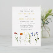 Floral Gay Pride bruiloft Folie Uitnodiging (Staand Voorkant)