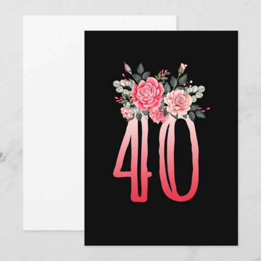 Floral geboren in 1980 Vrouwen 40e verjaardag meis Kaart (Voorkant / Achterkant)