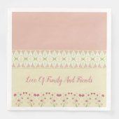  Floral gecentreerd crème en roze Servet (Voorkant)