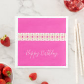 Floral gecentreerd in helder roze servet (Insitu)