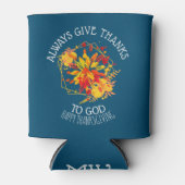 Floral GEEFT ALTIJD BEDANKT AAN GOD Monogram Blikjeskoeler (Voorkant)