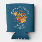 Floral GEEFT ALTIJD BEDANKT AAN GOD Monogram Blikjeskoeler (Achterkant)