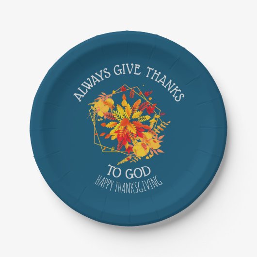 Floral GEEFT ALTIJD BEDANKT Christelijke Thanksgiv Papieren Bordje (Voorkant)
