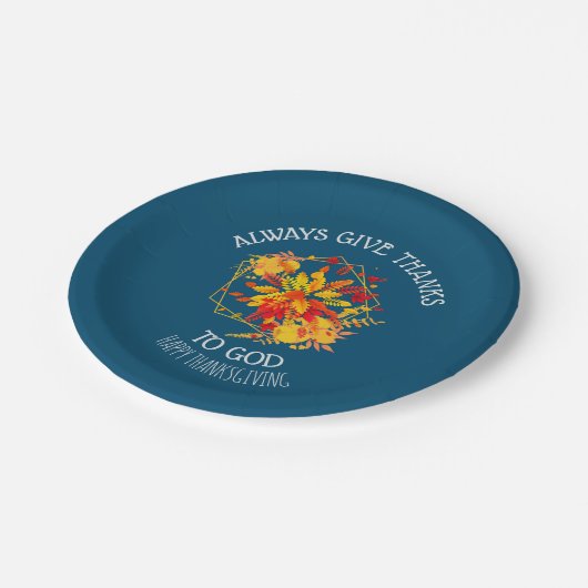 Floral GEEFT ALTIJD BEDANKT Christelijke Thanksgiv Papieren Bordje (Gekanteld)