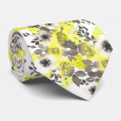 Floral geel en grijs stropdas (Opgerold)