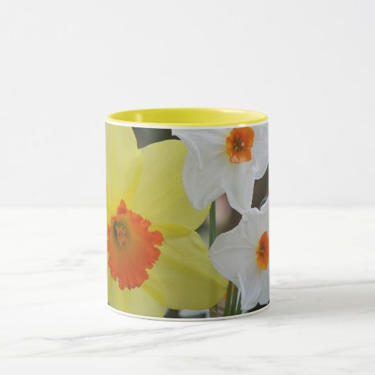 Floral, geel en wit mok (Midden)