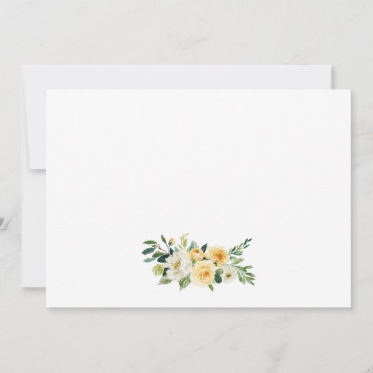 Floral geel goud bruiloft dank u bedankkaart (Achterkant)