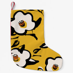 Floral  geel patroon met schetterende hand dr kleine kerstsok