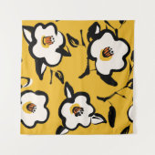 Floral  geel patroon met schetterende hand dr wandkleed (Voorkant (horizontaal))