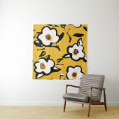 Floral  geel patroon met schetterende hand dr wandkleed (In situ)