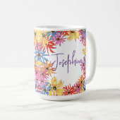 Floral geïllustreerde gepersonaliseerde bazen Mok (Voorkant rechts)