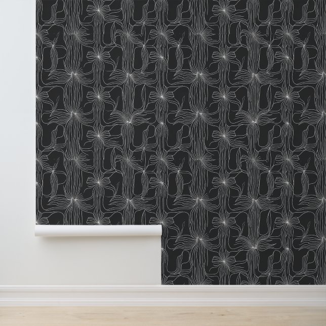 Floral-geïnspireerde Abstract Line Art Pattern Behang (Applicatie)