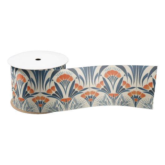 Floral  geïnspireerde Art Deco Satijnen Lint (Spoel)
