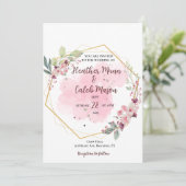 Floral geïnspireerde Weddenschap Kaart (Staand voorkant)