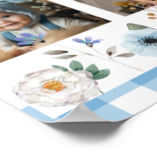 Floral Gekke Gans Eerste Jaar Foto Milestone Sign Poster (Hoek)