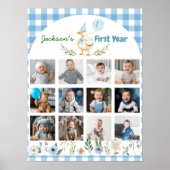 Floral Gekke Gans Eerste Jaar Foto Milestone Sign Poster (Voorkant)