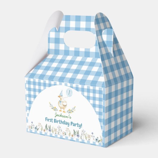 Floral Gekke Goose Blue Verjaardag Dank u Bedankdoosjes (Achterkant)