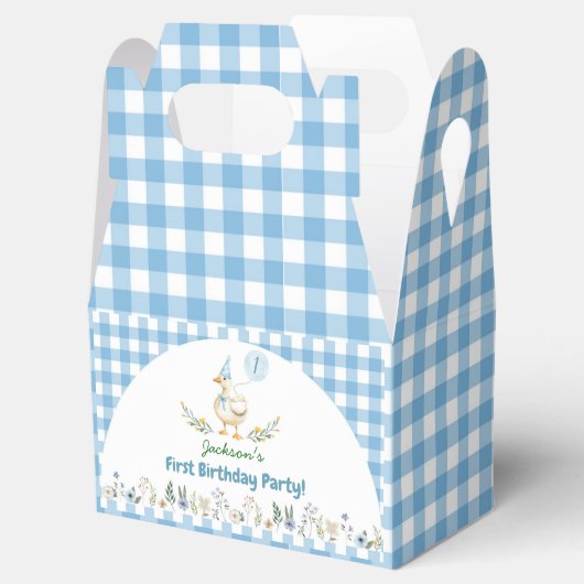 Floral Gekke Goose Blue Verjaardag Dank u Bedankdoosjes (Geopend)