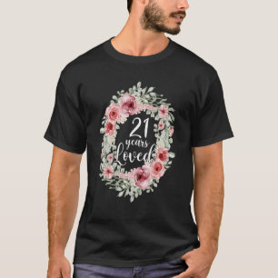 Floral geliefd 21 jaar oud 21e verjaardag moeder t-shirt