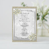 Floral Gem ingelijst, Goud & Zilver Huwelijksprogr (Staand voorkant)