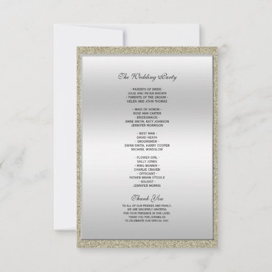 Floral Gem ingelijst, Goud & Zilver Huwelijksprogr (Achterkant)