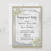 Floral Gem Silver ingelijst, Goud & Zilver Verlovi Kaart (Voorkant)
