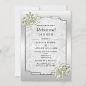 Floral Gem, Zilver ingelijst Huwelijksdiner repeti Kaart (Voorkant)