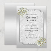 Floral Gem, Zilver ingelijst Huwelijksdiner repeti Kaart (Voorkant / Achterkant)