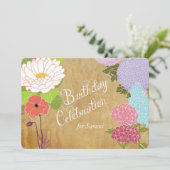 Floral gemengd op oud papier uitnodiging (Staand voorkant)