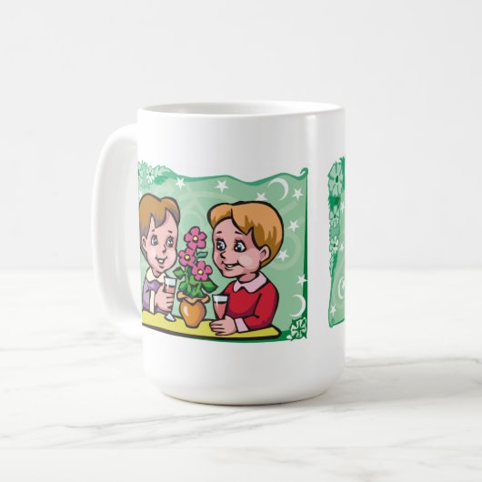 Floral Gemini tweelingjongens met bloemen Koffiemok (Voorkant links)