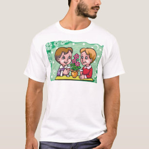 Floral Gemini tweelingjongens met bloemen T-shirt