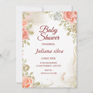 Floral Gender Neutral Baby shower Invitation Kaart