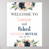 Floral Gender onthullen welkomstteken Poster (Voorkant)
