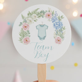Floral Gender Reveal Fan - Team Boy Handwaaier