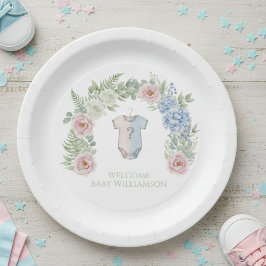 Floral Gender Reveal Party Plate Papieren Bordje