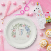 Floral Gender Reveal Party Plate Papieren Bordje (Feest)