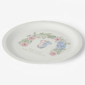 Floral Gender Reveal Party Plate Papieren Bordje (Gekanteld)