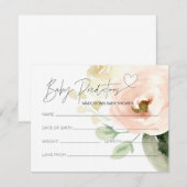 Floral Genderneutraal Baby shower Voorspelling Kaa Informatiekaartje (Voorkant / Achterkant)