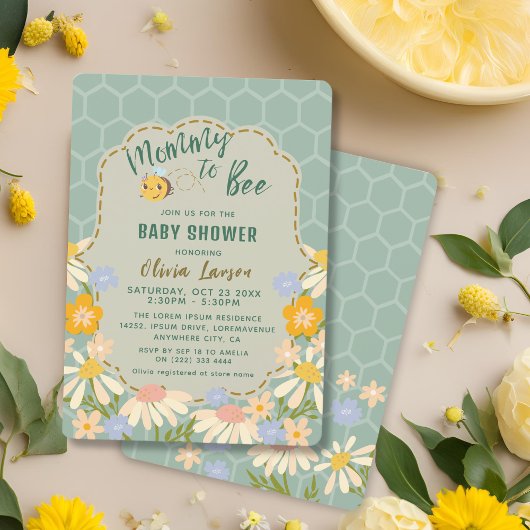 Floral genderneutraal mama tot bij baby shower kaart