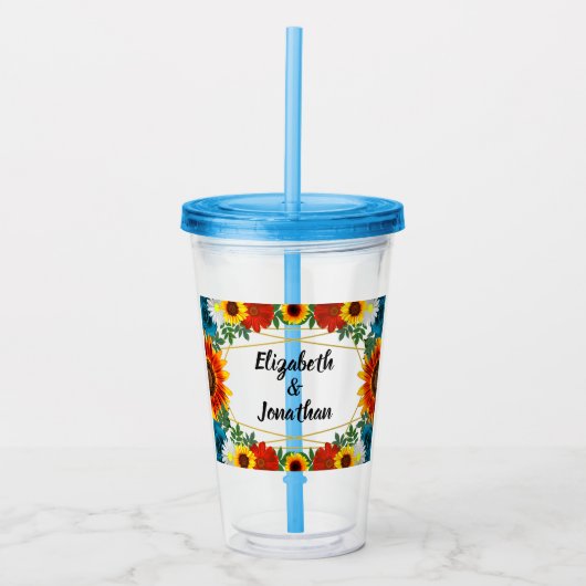 Floral geometric acryl drinkbeker (Voorkant)