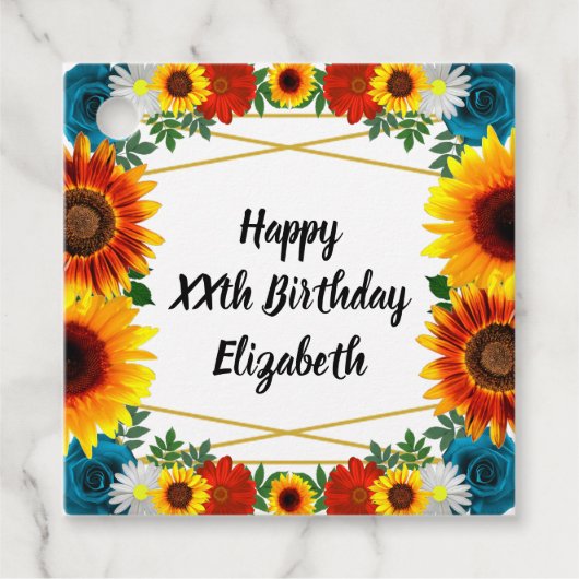 Floral geometric bedankjes labels (Voorkant)