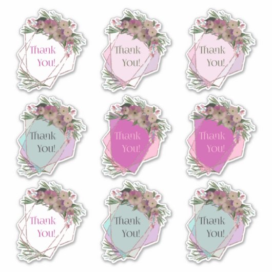Floral Geometric bedankt! Lijsten Sticker (Voorkant)