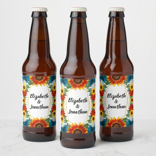 Floral geometric bier etiket (Flessen)
