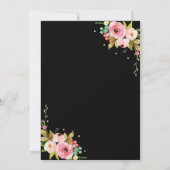 Floral Geometric Black en Gold Afstuderen Foto Kaart (Achterkant)