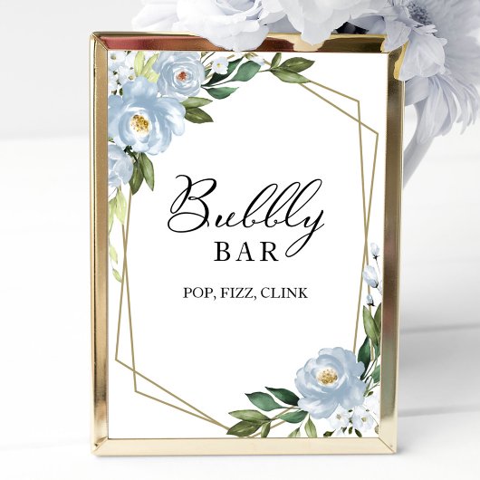 Floral Geometric Bubble Bar Pop Fizz Clink Sign. Poster