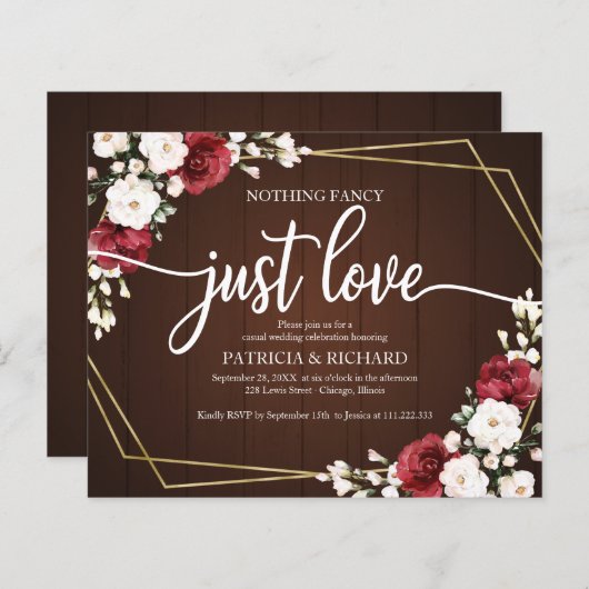 Floral Geometric Budget Wedding Invitations (Voorkant / Achterkant)