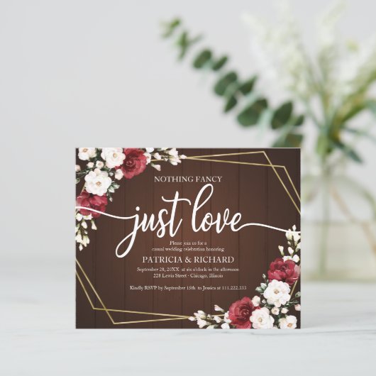 Floral Geometric Budget Wedding Invitations (Staand voorkant)